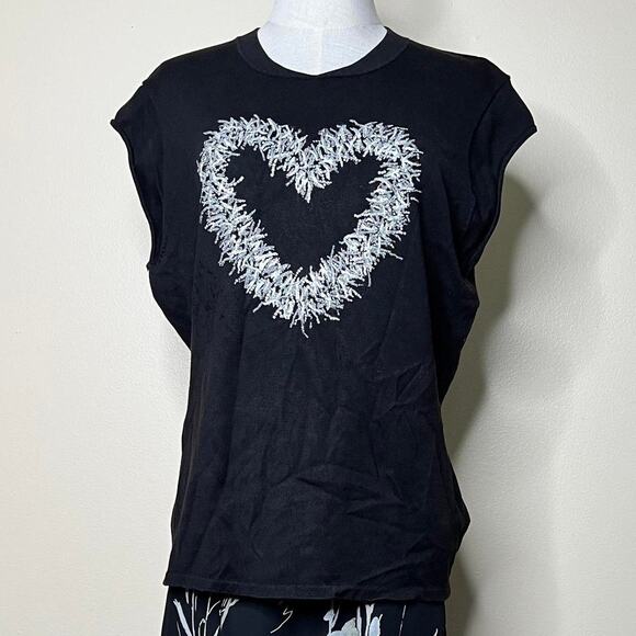 Y2K black and white heart graphic soft tunic - Picture 1 of 8